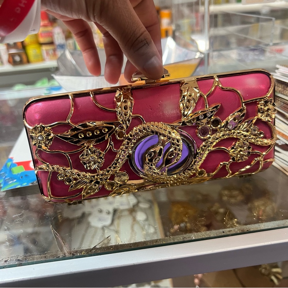 Elegant Pink and Gold Clutch